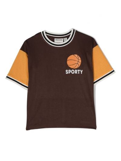 Mini Rodini Basketball-T-Shirt aus Scuba-Jersey - Braun von Mini Rodini