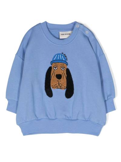 Mini Rodini Bloodhound Sweatshirt mit Chenille-Stickerei - Blau von Mini Rodini