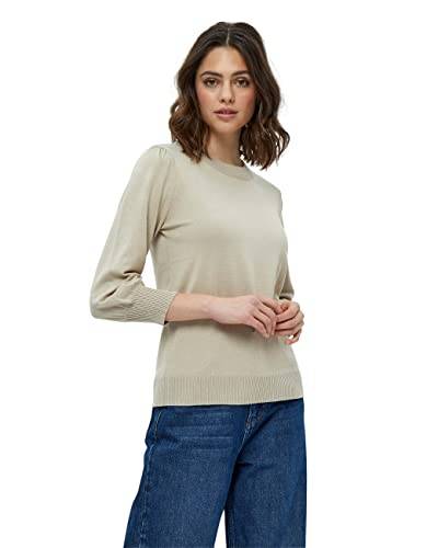 Minus Mersin Pullover Damen Mit Rundem Halsausschnitt Und 3/4 Ärmel Größe XXL | Pullover Beige Damen | Strickpullover Damen Elegant | Frühling Pulli Damen von Minus