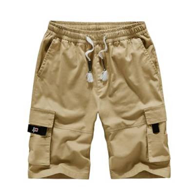 Misfuso 3/4 Hose Herren Shorts Herren kurz Sommer Baumwolle Cargohose Herren männer Gelb L von Misfuso