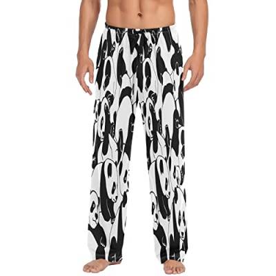 Mnsruu Cartoon Panda Tier Herren Pyjama Lounge Hose Casual Stretch Hose Weites Bein, mehrfarbig, XXL von Mnsruu