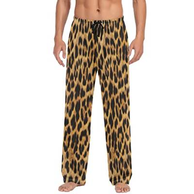 Mnsruu Leoparden-Textur, Herren-Pyjama, Lounge-Hose, lässige Stretch-Hose, weites Bein, mehrfarbig, L von Mnsruu