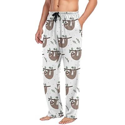 Pyjamahose für Herren, süßes Doodle Faultier Herren Separate Hose, Loungehose, entspannte Schlafhose, multicolored, S von Mnsruu