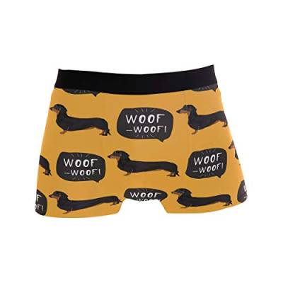 MNSRUU Herren Unterhose Dackel Hund Welpe Woof Regular Leg Boxer Brief Gr. L, Multi von Mnsruu