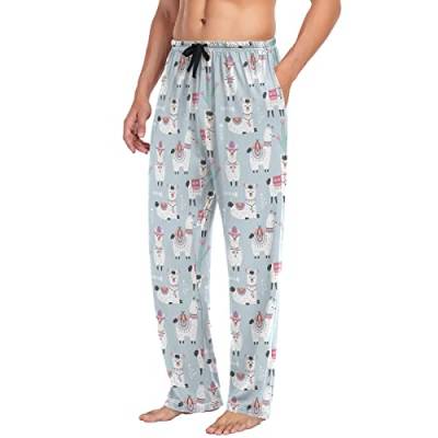 Mnrsuu Pyjamahose für Herren, Lama Alpaka Herren Separate Hose, Loungehose, entspannte Schlafhose, multicolored, L von Mnsruu