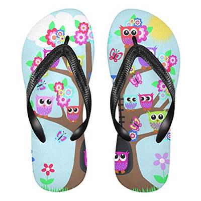 Mnsruu Baum des Lebens Eule Vogel Schmetterling Flip Flops Flip Sandalen Home Hausschuhe Hotel Spa Schlafzimmer Reise M für Männer Frauen von Mnsruu