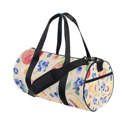 Wasserfarbe Pfirsich Frucht Sport Turnbeutel Frauen Männer Reise Duffel Bag Workout Taschen Übung Strand Yoga Wochenende Tanztasche, D183, L von Mnsruu