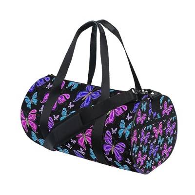 Wasserfarbe Schmetterlinge Tiere Sport Turnbeutel Damen Herren Reise Duffel Bag Workout Taschen Übung Strand Yoga Wochenende Tanztasche, d184, L von Mnsruu