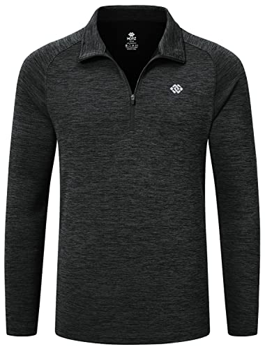 MoFiz Laufshirt Herren Langarmshirts Pullover Outdoor Trainings Sportshirt Golf Sweatshirts mit Reißverschluss Stehkragen Grauschwarz S von MoFiz