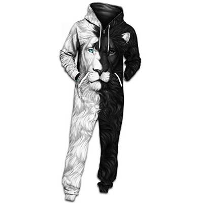 Morbuy Herren Schädel Jumpsuit Jogger, Unisex Herren Kapuzenpullover Strampelanzug 3D Printed Onepiece Winter Sweatshirt Männer Party Strampler Nachtwäsche Fitness Bekleidung (M,Spleißen) von Morbuy