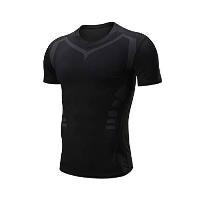 Morbuy Kompressionsshirt Kurzarm Herren, Sommer Fitness Running Compression Shirt Schnell Trocknend Funktionsshirt Elastisch Sport Atmungsaktiv Kurzarmshirt Fitness Jogging (3XL,Baseball) von Morbuy