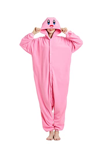 Mosbowone Unisex Erwachsene Einteiler Cartoon Kirby Einteiler Pyjama Frauen Kostüme Tier Cosplay Jumpsuit, Pink, M von Mosbowone