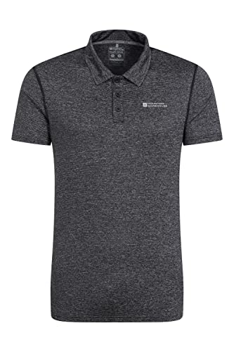 Mountain Warehouse Agra Herren-Polo-T-Shirt mit Streifen - T-Shirt mit UV-Schutz, schweißableitendes Herbst Winteroberteil, leichtes, Freizeit-T-Shirt - Zum Wandern im Herbst Schwarz XL von Mountain Warehouse