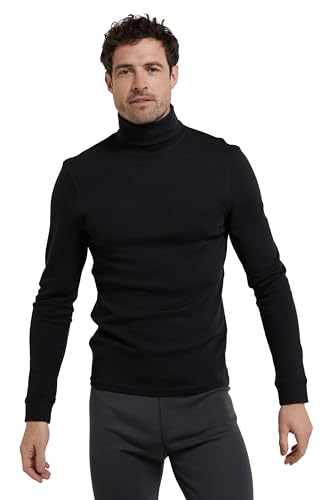 Mountain Warehouse Meribel Herren Baselayer mit Rollkragen, Pullover, Baumwolle Rolli Unterhemd Funktionsunterwäsche Thermounterwäsche Ski Snowboard, Winter Schwarz 3XL von Mountain Warehouse