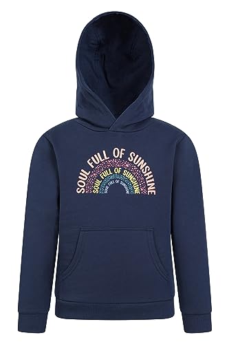 Mountain Warehouse Soul Full of Sunshine Kinder Kapuzenpullover aus Bio-Baumwolle – Baumwoll-Sweatshirt mit Kängurutasche, Jungen und Mädchen – Ideal für Herbst, Winter Marineblau 11-12 Jahre von Mountain Warehouse