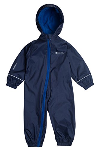 Mountain Warehouse Spright Bedruckter Regenanzug - Atmungsaktiv, Gefüttert, Wasserfest, versiegelte Nähte Anzug, Fleecefutter - Für Jungen und Mädchen, Frühling Marineblau 6-12 Monate von Mountain Warehouse