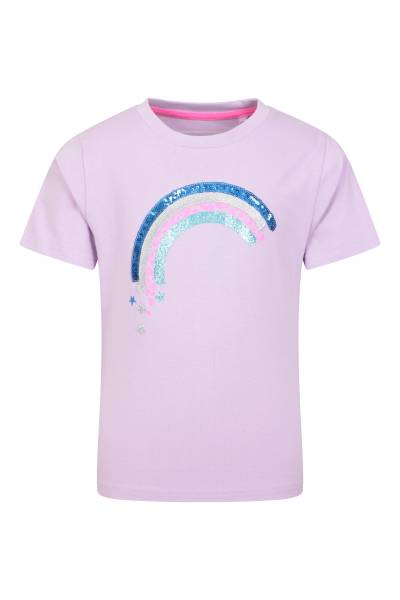 Rainbow Bio-Baumwoll Kinder T-Shirt mit Pailletten - Lila von Mountain Warehouse
