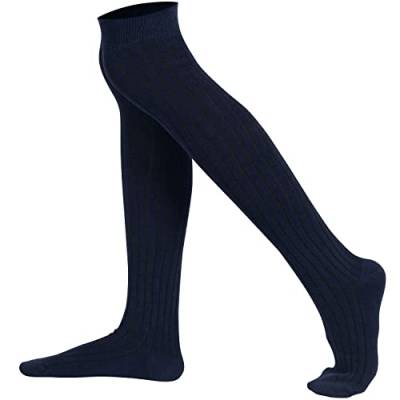 Mysocks Unisex über das Knie Socken Gerippt Marine von Mysocks