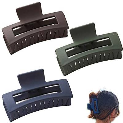 3 Stück Haarklammer Clips Rutschfeste Fang Haarspangen Französisches Design Rechteckige Haarklammer für Frauen Mädchen Dünnes Dickes Haar von N\A