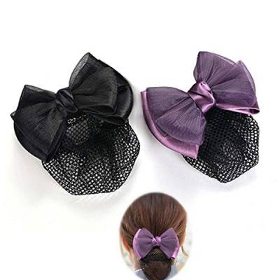 Haarspange mit Schleife, Haarnetz, Haarnetz für Damen und Mädchen, Schwarz und Violett, 2 Stück von N\A