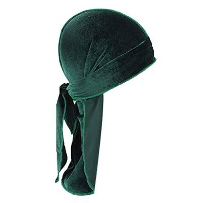Unisex Samt Bandana Durag Kopfbedeckung Seide Pirat Cap Wrap Hut Grün, grün, Einheitsgröße von N\A