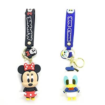 ND 2 Stücke Mickey Cartoon Schlüsselanhänger,Micky Keychain,Mickey Mouse Schlüsselanhänger,Micky Schlüsselhänger,Mickey Silikon Schlüsselbund,Donald Duck Keychain Schlüsselanhänger. von N\D