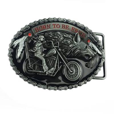 Totenkopf Motorrad Western Cowboy Gürtelschnalle Herren Cowboy Gürtelschnalle Punk Zubehör, 5 von N\D