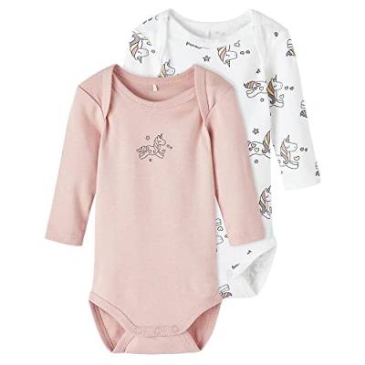 NAME IT Baby-Mädchen NBFBODY 2P LS Unicorn NOOS Body, Bright White, 74 von NAME IT