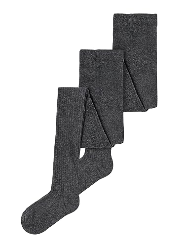 NAME IT Unisex Kinder Nknpantybukser Rib 2p Noos Strumpfhose, Dark Grey Melange, 122-128 EU von NAME IT