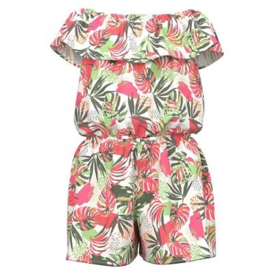 NAME IT Mädchen NKFVINAYA SS Playsuit FFFFF NOOS Jumpsuit, Bright White/Print:Tropical, 164 cm von NAME IT