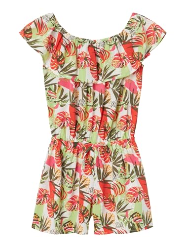 NAME IT Mädchen Nkfvinaya Ss Playsuit Fffff Noos, Bright White/Print:Tropical, 128 von NAME IT