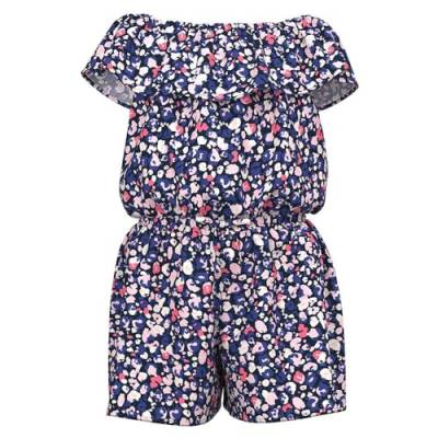 NAME IT Mädchen Nkfvinaya Ss Playsuit Fffff Noos, Dark Sapphire/Print:Leo, 146 von NAME IT