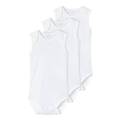 NAME IT Unisex Baby Nbnbody 3p Tank Solid White 3 Noos Schlafanzug, Bright White, 68 EU von NAME IT