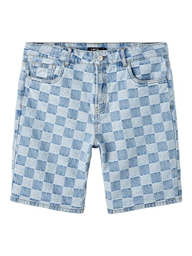 name it Boy's NLMCHECKIZZA DNM DAD Shorts, Medium Blue Denim/Checks:Checks, 152 von NAME IT