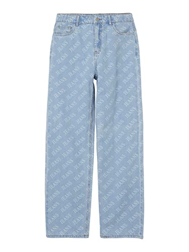 name it Girl's NLFTEXIZZA DNM HW Straight Pant Hose, Light Blue Denim, 176 von NAME IT