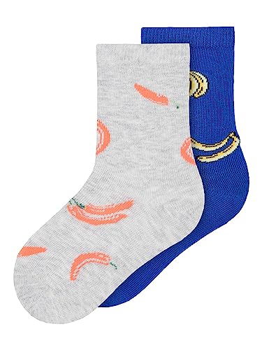 name it Men's NMMDEAN 2P Socken, Surf The Web/Pack:Light Grey Melange, 25/27 von NAME IT