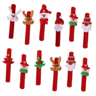 NAMOARLY 12St Weihnachtsring Weihnachtsdekorationen armbänder für kinder santa s Stoffhunde für Kinder Goodie-Bag-Füller Ornament Party-Requisiten Schnapparmband Weihnachten Knopf Pat-Ring von NAMOARLY