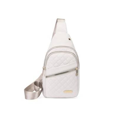 NAOYQ crossbody Sling Bag Klein Brusttasche Rucksack umhängetasche damen Bauchtasche mit breiter gurt schultertasche nylon Wasserdicht für Outdoorsport,Radfahren, Reisen Weiss von NAOYQ