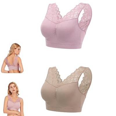 2PC-Women's Anti-Saggy Breasts Bra - Lace Breathable Comfort Sleep Sports Bra, Wirefree Lifting Bras (M, E) von NEZIH