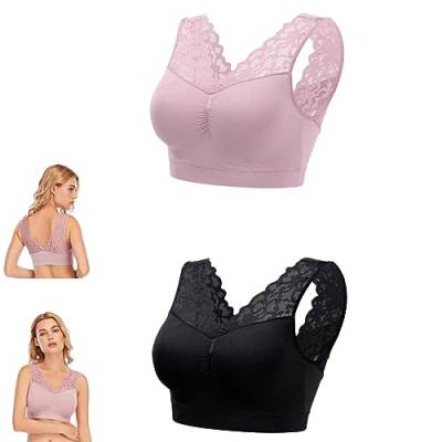 2PC-Women's Anti-Saggy Breasts Bra - Lace Breathable Comfort Sleep Sports Bra, Wirefree Lifting Bras (XL, C) von NEZIH