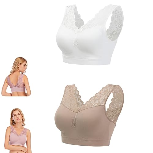 2PC-Women's Anti-Saggy Breasts Bra - Lace Breathable Comfort Sleep Sports Bra, Wirefree Lifting Bras (XL, I) von NEZIH