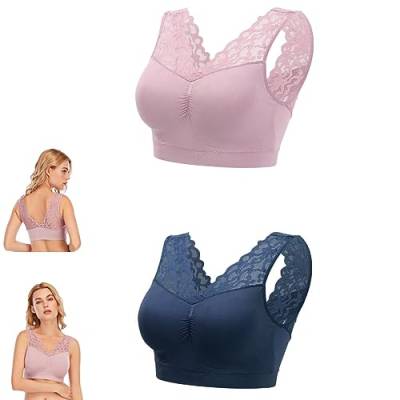 2PC-Women's Anti-Saggy Breasts Bra - Lace Breathable Comfort Sleep Sports Bra, Wirefree Lifting Bras (XXL, D) von NEZIH