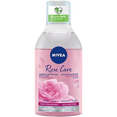 NIVEA Skin Breathe Makeup-Entferner, zweiphasig, Mizellar, Rosenwasser, 400 ml, Gesichtsreiniger, Gesichtsreiniger, wasserfest, sanft parfümiert von NIVEA