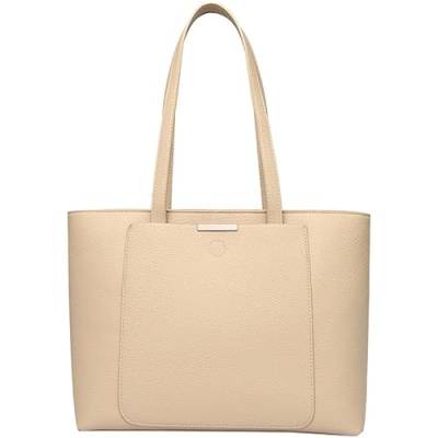 NIYUTA Damen Henkeltaschen, Einfache Handtaschen PU Leder Hohe Kapazität Tote Shopper Bag für Arbeit, Schule, Einkauf mit Reißverschluss und Innentasche (cremefarben) von NIYUTA