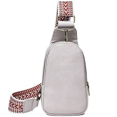 NIYUTA umhängetasche Damen Moderne Taschen mit breitem Schultergurt Brusttasche Damen klein Crossbody Bag oder hüfttasche Damen Grau von NIYUTA