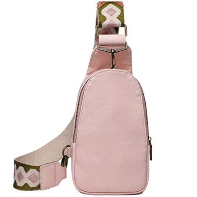 NIYUTA umhängetasche Damen Moderne Taschen mit breitem Schultergurt Brusttasche Damen klein Crossbody Bag oder hüfttasche Damen Rosa von NIYUTA