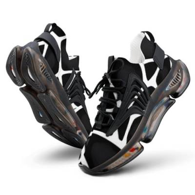NMVAWIPT Damen Straße Laufschuhe, Atmungsaktiv rutschfest Leicht Ausflugs-Trail-Sneaker, Mode 3D Drucken Straßenschuhe (Color : Style J - Black, Size : 36 EU) von NMVAWIPT