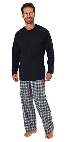 Herren Schlafanzug Pyjama lang mit Flanell Hose - auch in Übergrößen - 281 101 90 997, Farbe:Marine, Größe2:68 von Normann