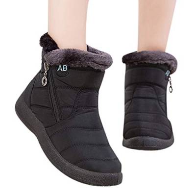 Winterstiefel Damen Wasserdicht Winterschuhe Warm Gefütterte Stiefeletten Winter Schneestiefe Kurzschaft Stiefel Boots Schuhe Rutschfeste Flach Schlupfstiefel Trekkingschuhe Wanderschuhe Gr.36-48 von NRTOTI