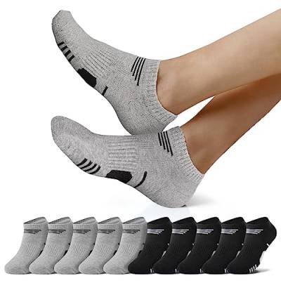 NUOZA Sneaker Socken Herren 47-50 Damen Sportsocken Kurze Laufsocken Wandersocken Running Socks Unisex Halbsocken 10 Paar Schwarz Grau von NUOZA